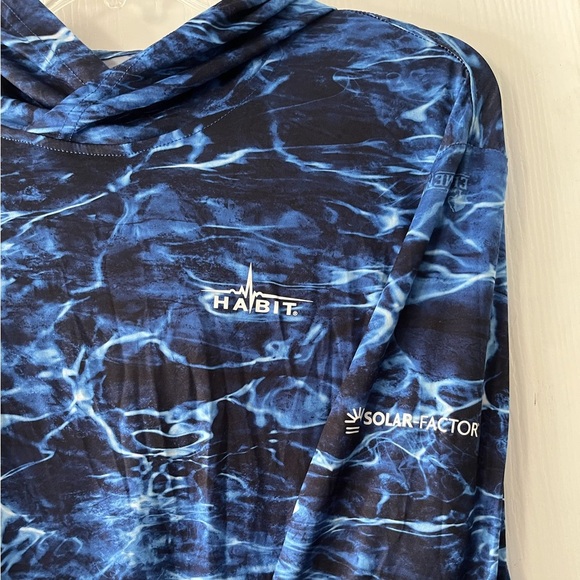 Habit Athletic Blue Oceanic Long Sleeve Shirt Hoodie - Picture 3 of 7